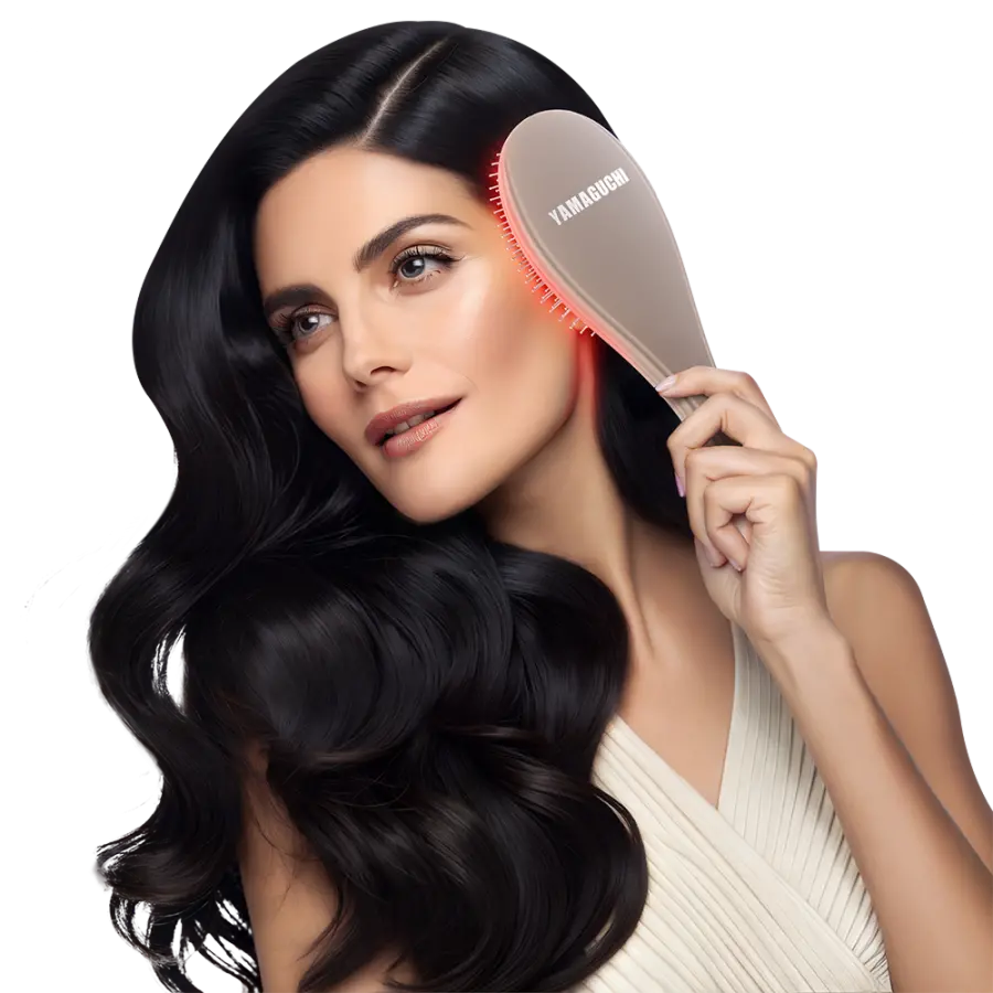 Массажная расческа с миостимуляцией Yamaguchi EMS Hair Brush Сappuccino